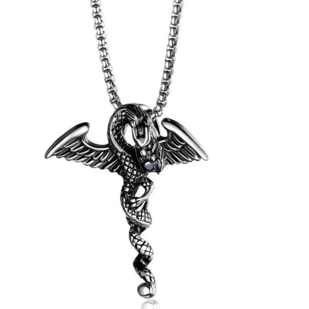 ❤️Stainless steel rhinestone dragon Necklace, N90201P137